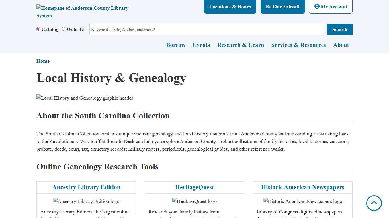Local History & Genealogy | Anderson County Library System