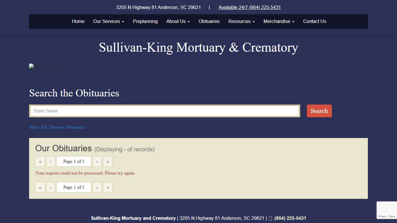 Recent Obituaries | Sullivan-King Mortuary and Crematory