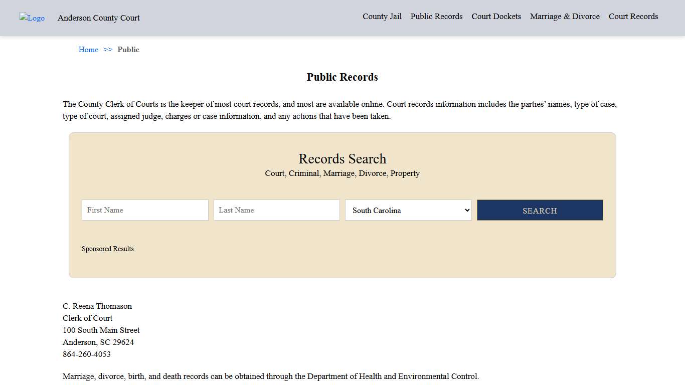 Public Records | Anderson County Court SC